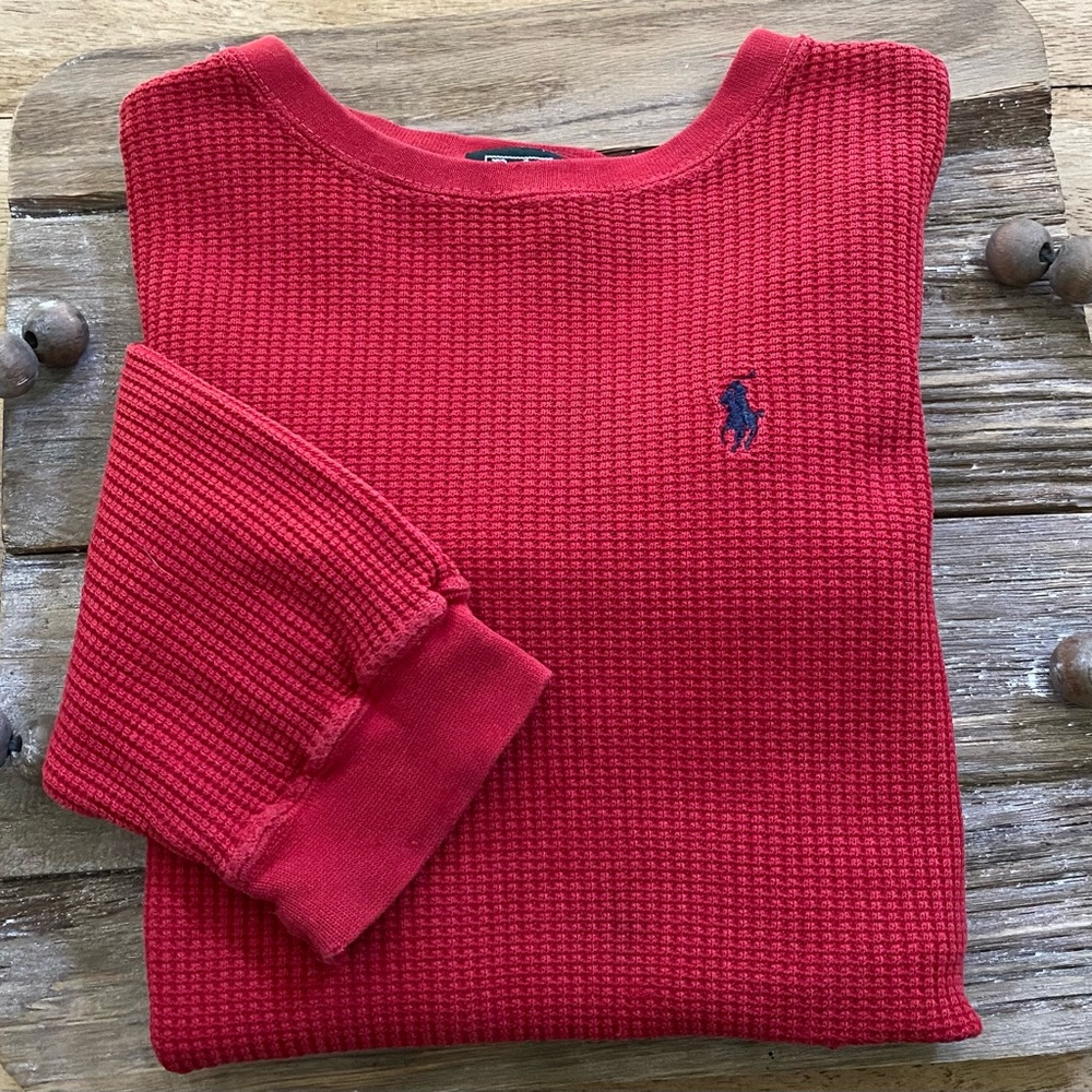Vintage Polo by Ralph Lauren Boy’s Sz 5 Red Cotton‎ Waffle Weave Pullover